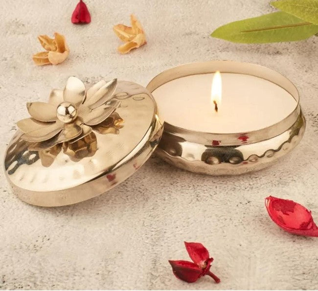 Floral Urli Pack of One with 3 wicks-S10