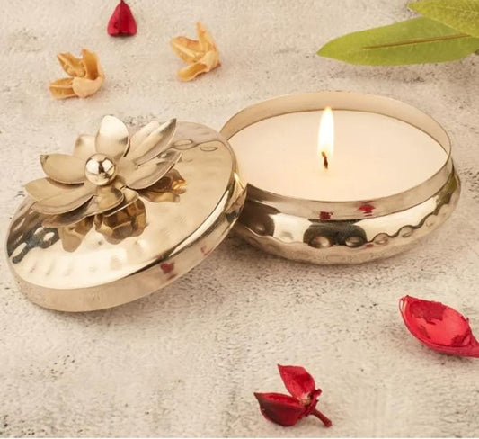 Floral Urli Pack of One with 3 wicks-S10